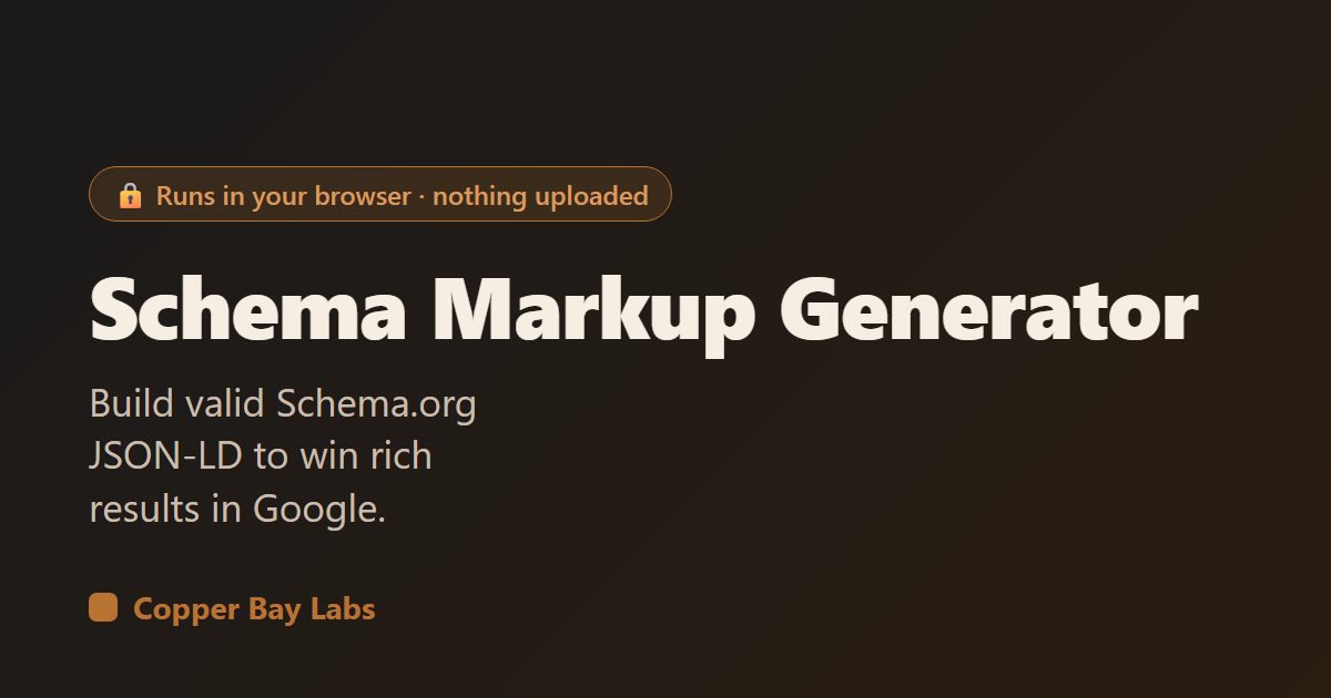 Schema Markup Generator — Generate Schema.org JSON-LD structured data